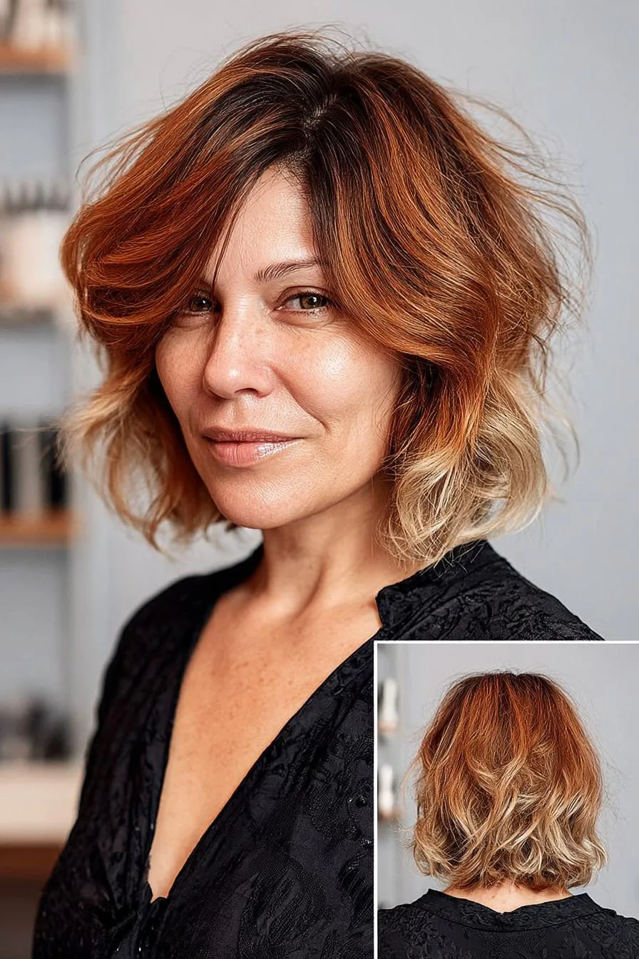 Copper Blonde Wavy Bob