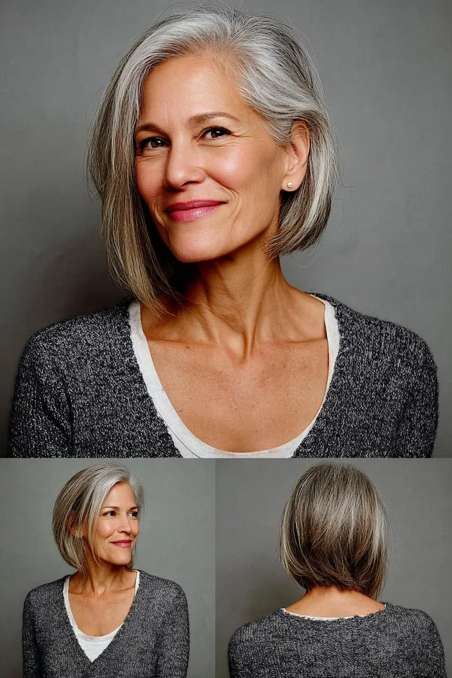 Graceful Chic Gray Bob