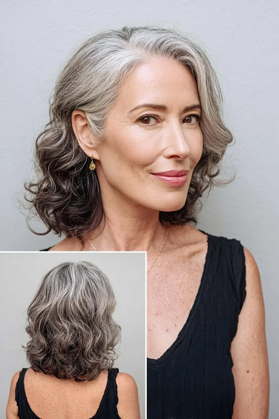 Graceful Silver Hair Flow