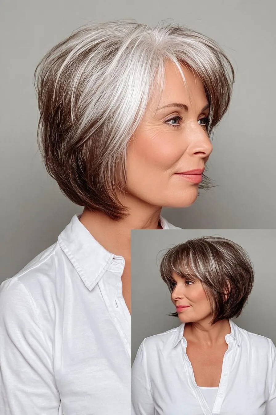 Layered Bob Silver Brown