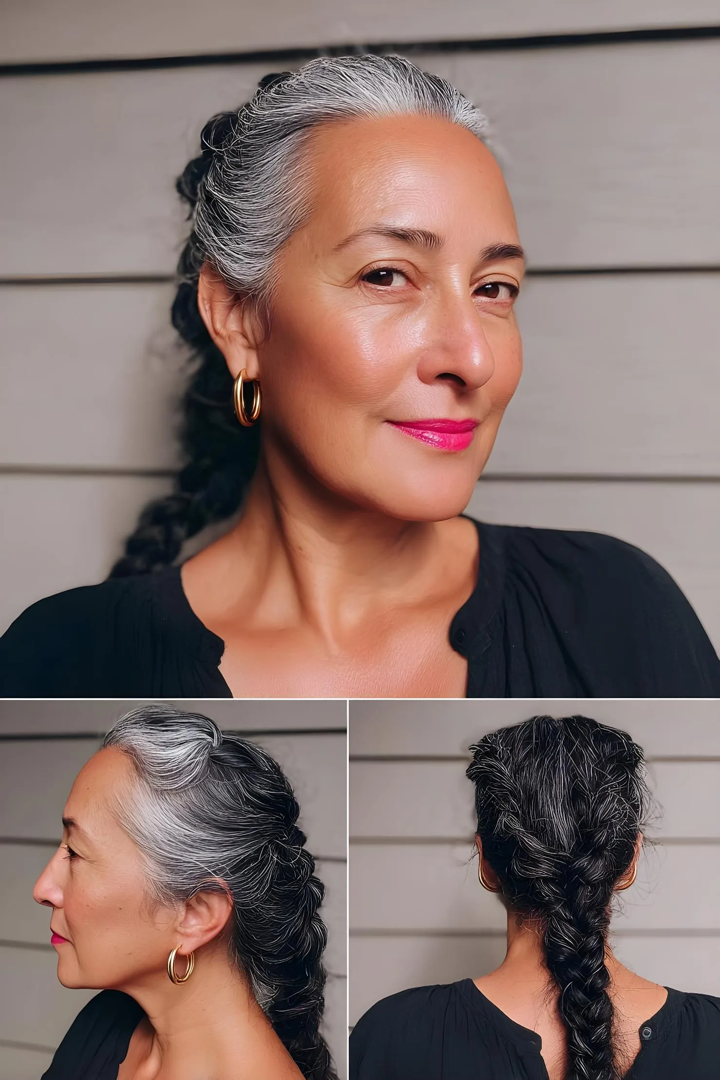 Silver Elegance in Braids