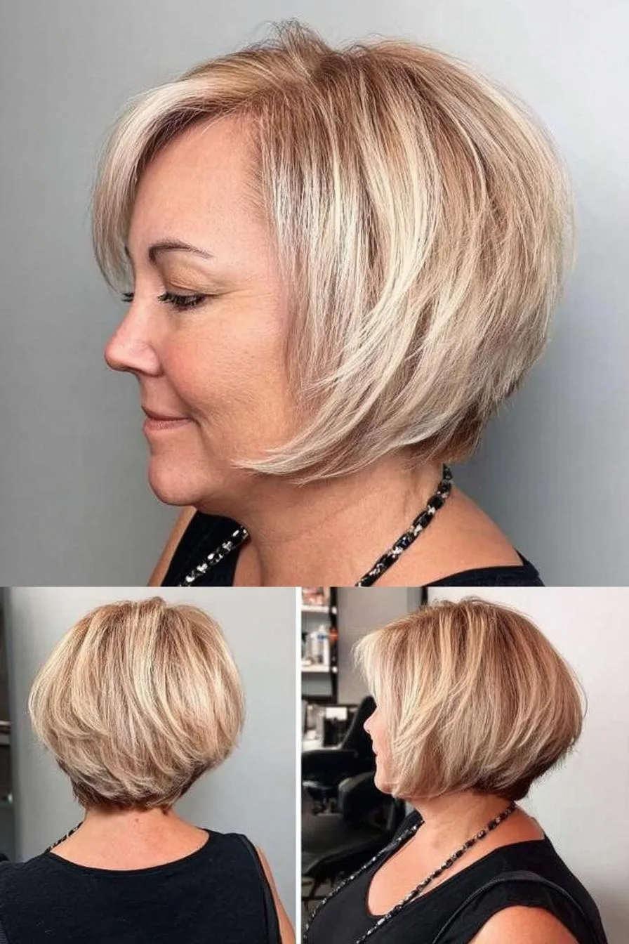 Warm Blonde Layered Bob
