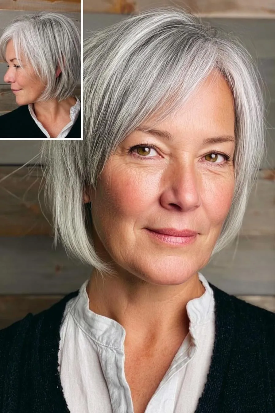 Chic Layered Gray Bob