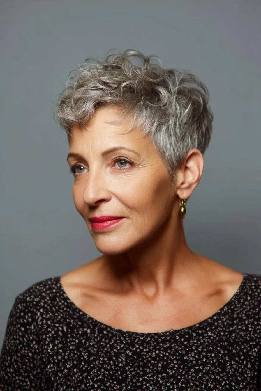 Chic Textured Gray Pixie