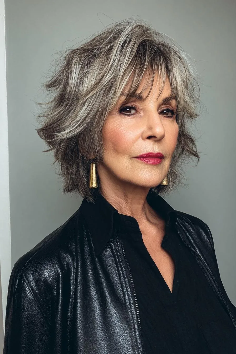 Chic Tousled Gray Bob