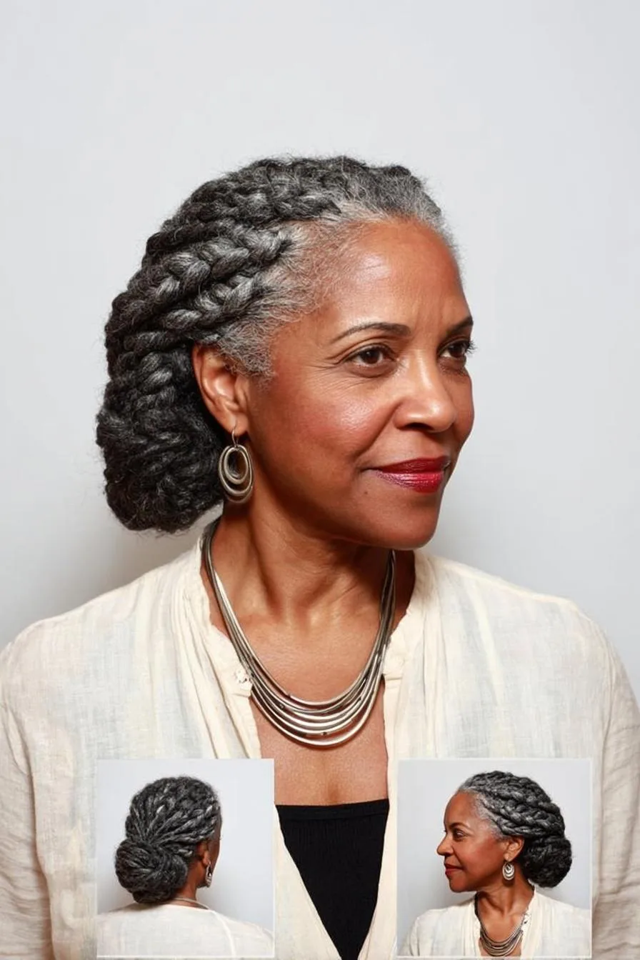 Elegant Gray Braided Beauty