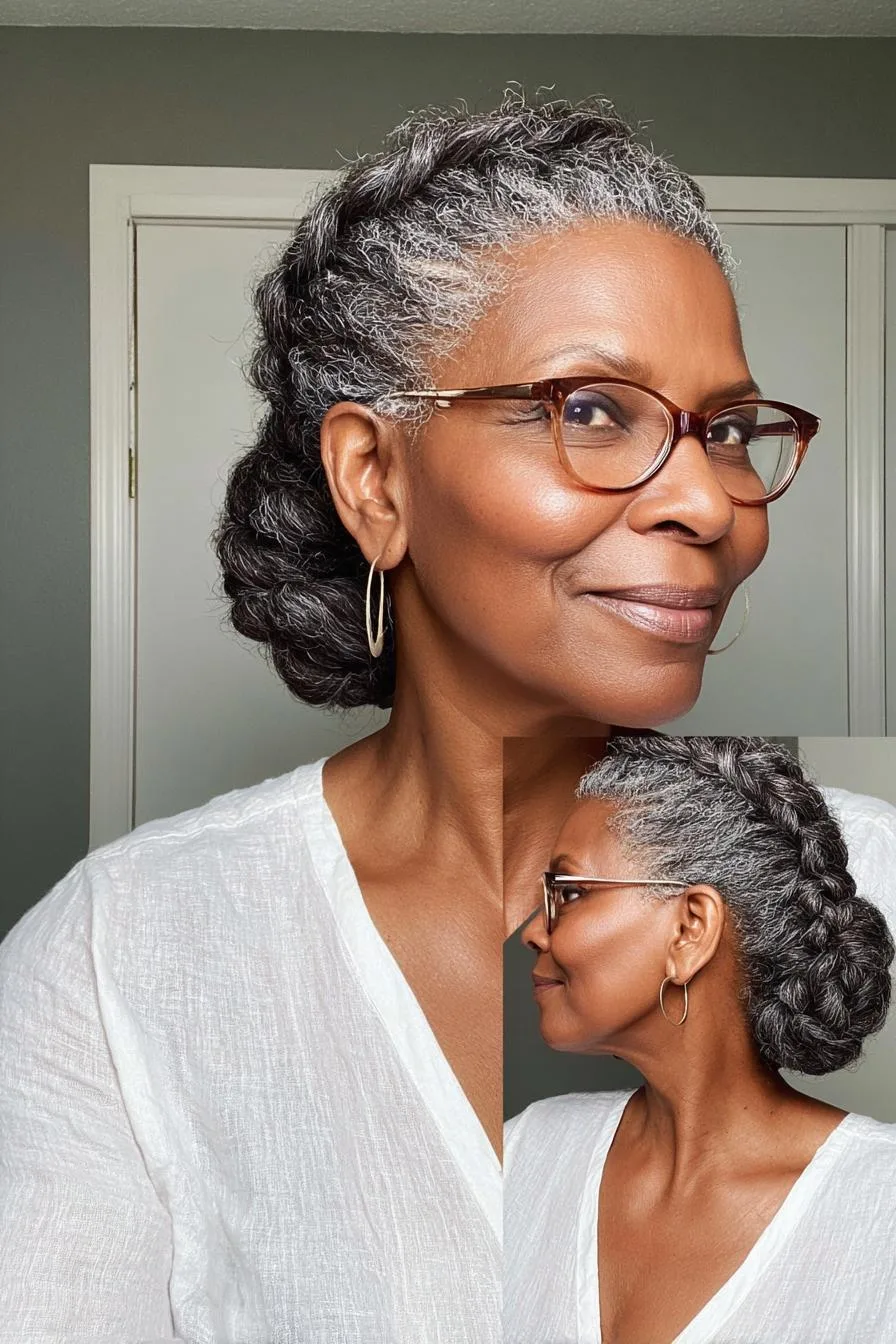 Elegant Silver Braided Updo