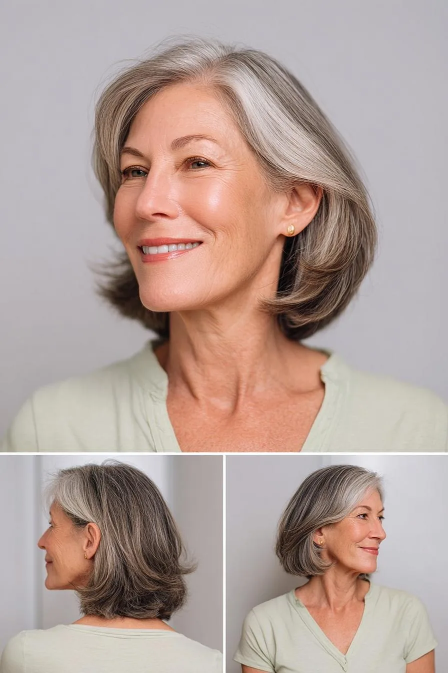 Graceful Gray Layered Bob