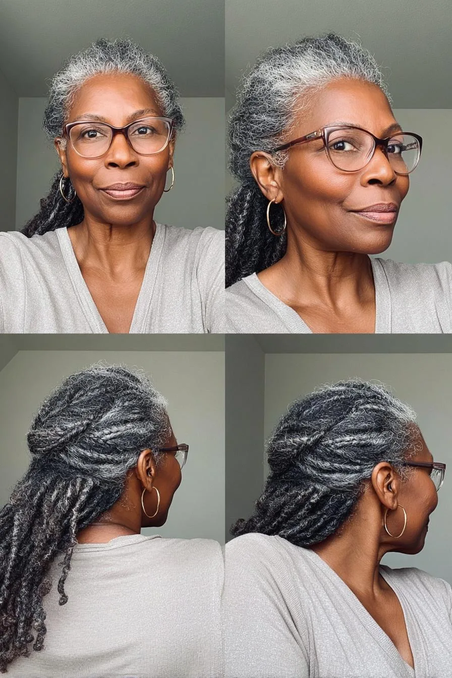 Graceful Gray Locs Elegance