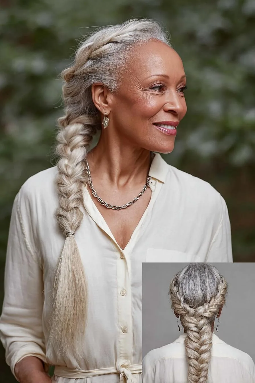 Graceful Silver Blonde Braid