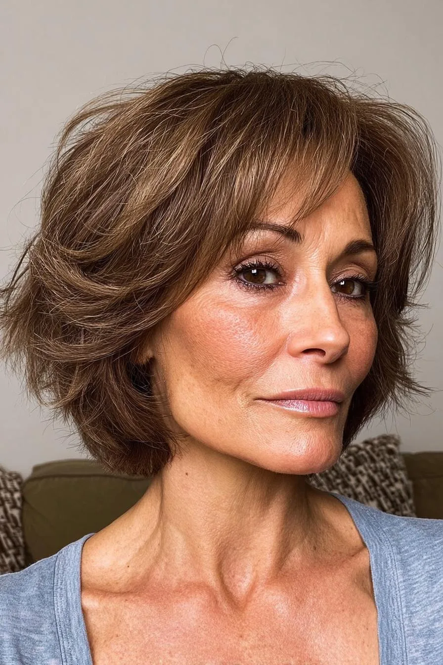 Layered Elegance with Bangs