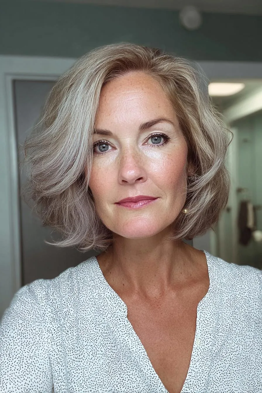 Silver Blonde Layered Bob