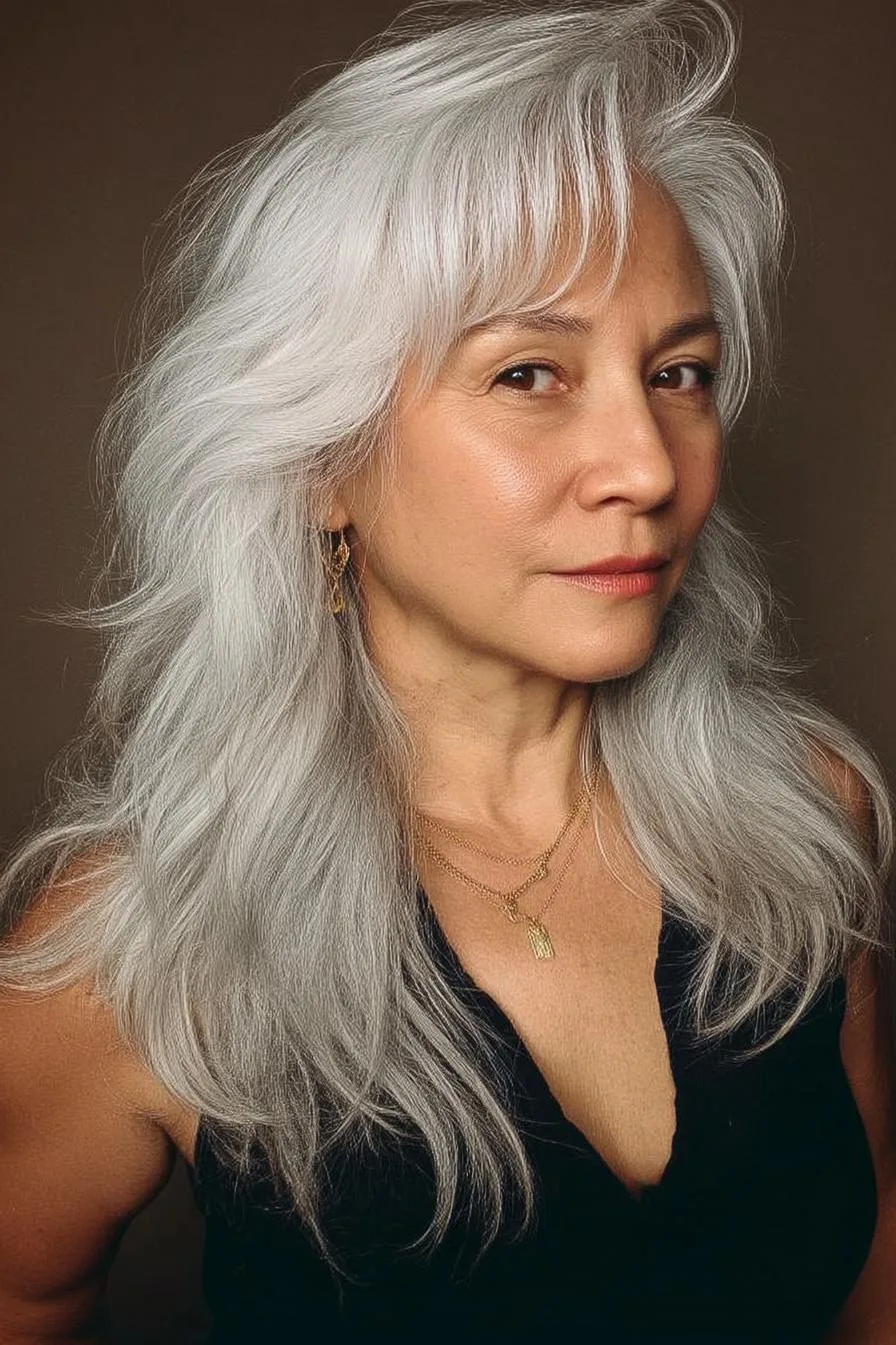 Silver Tresses Framing Elegance