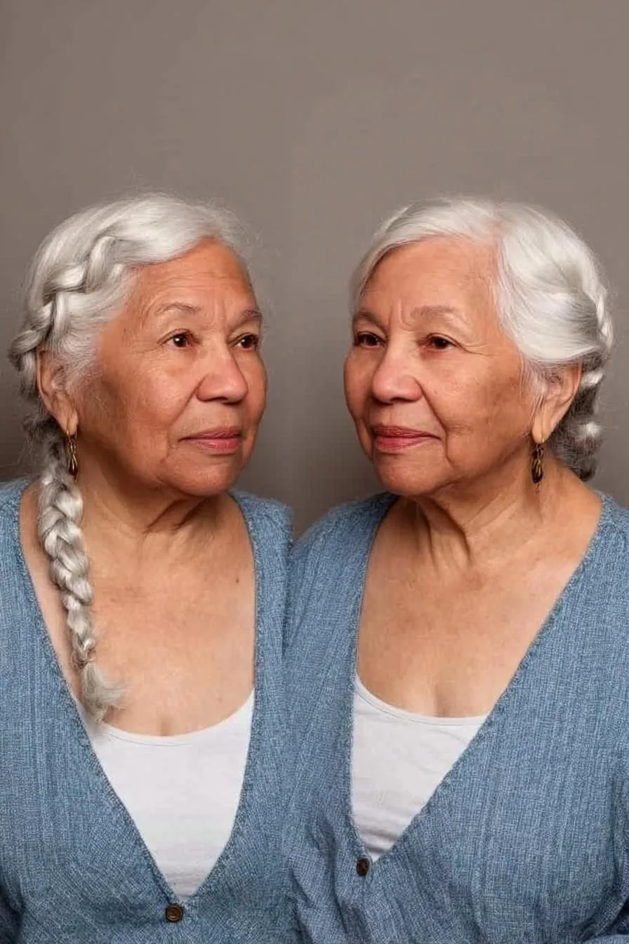 Silvery Elegance in Braids