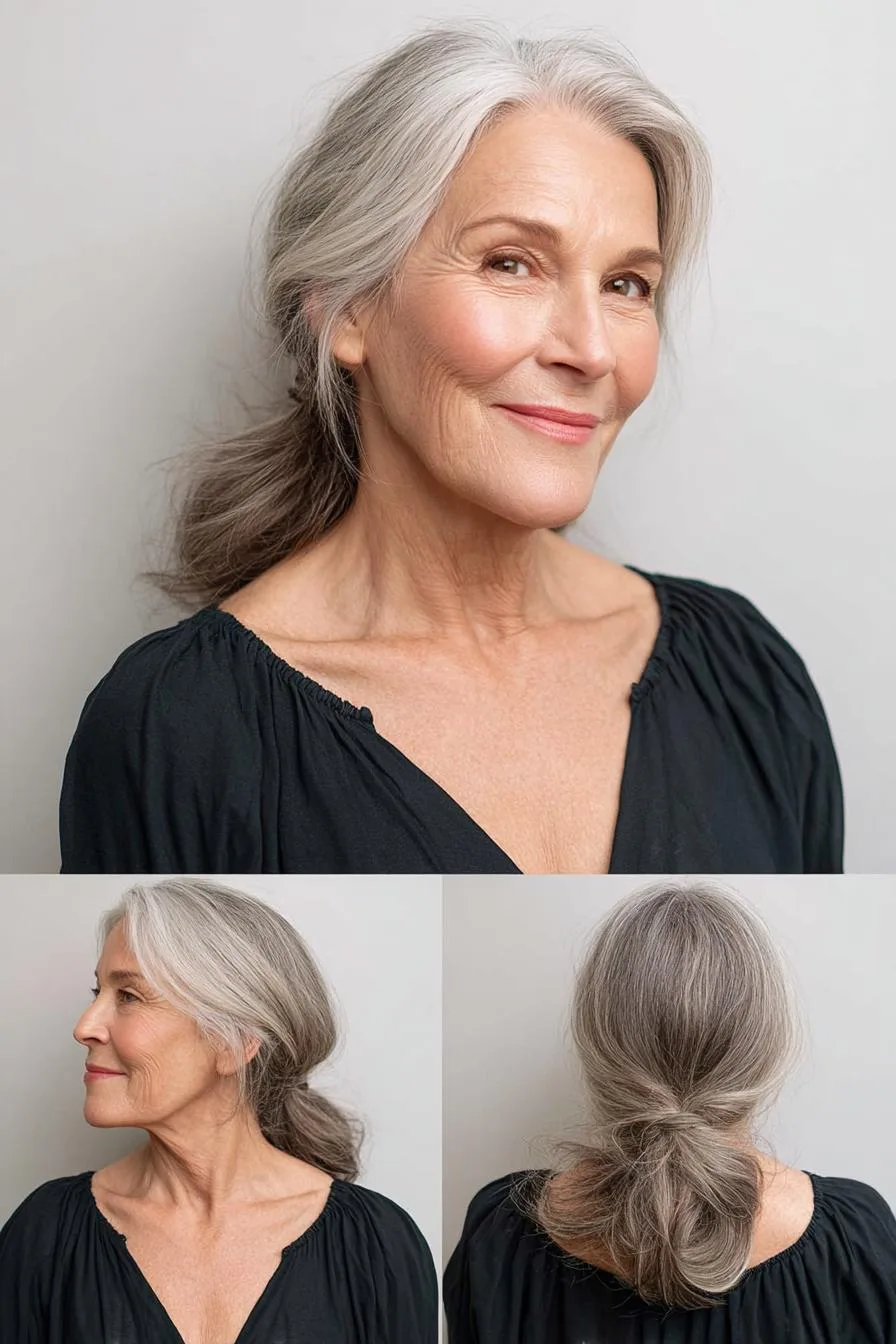 Textured Waves Low Ponytail