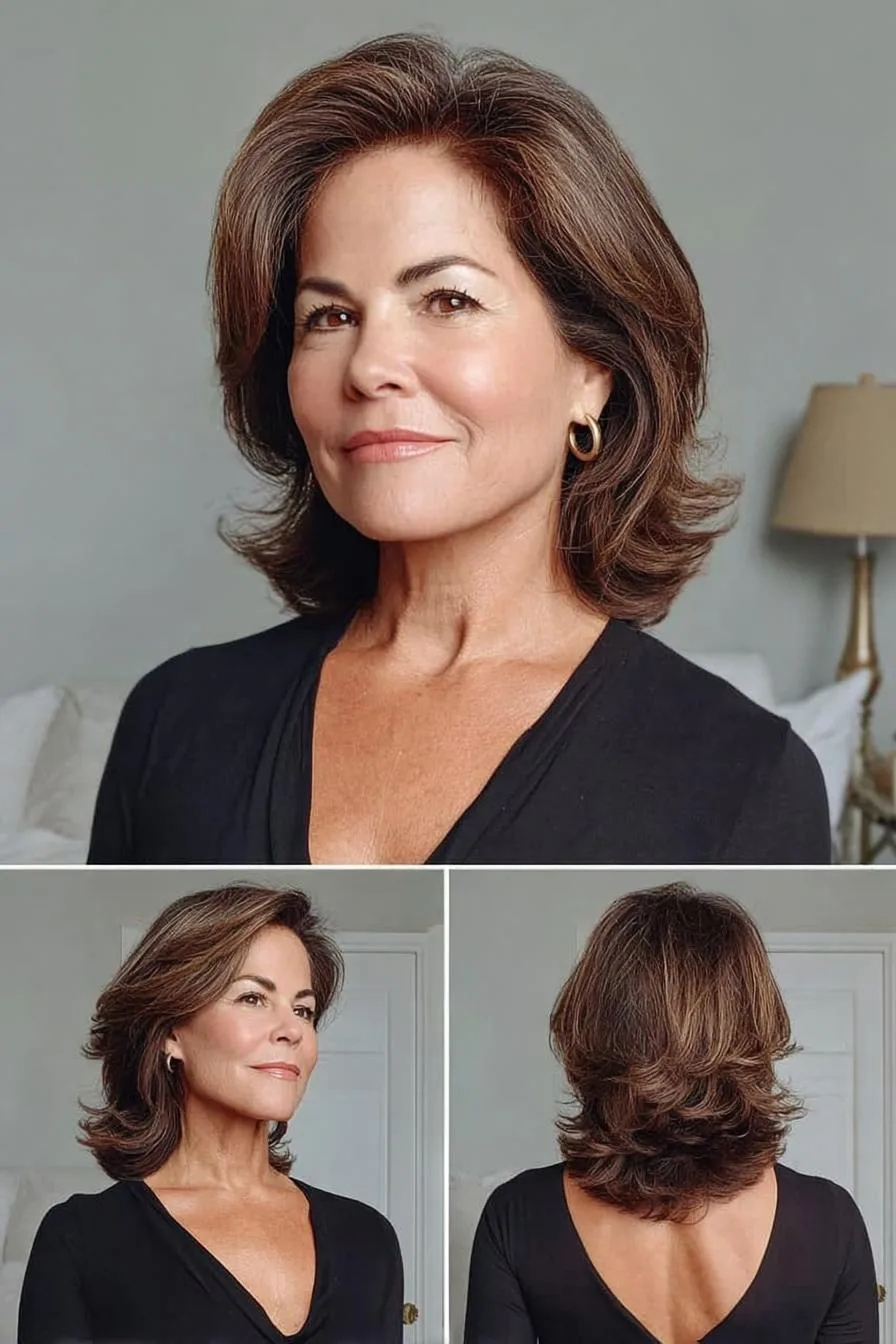Timeless Feathered Hair Elegance