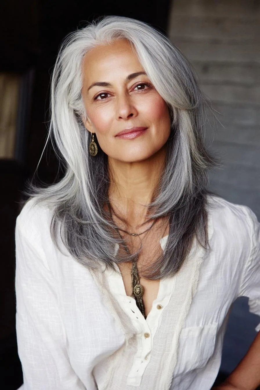 Timeless Silver-Haired Beauty